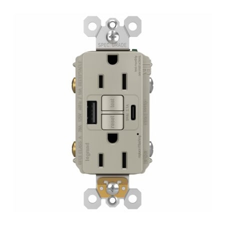 Pass & Seymour 15A USB GFCI A/C NI 1597TRUSBACNIC4