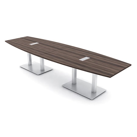 Skutchi Designs Boat Conference Table With Power Unit, 48 in W, 120 in L, Brown HAR-BOT-48x120-DOU-H3041-NA