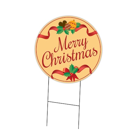 Signmission Merry Christmas Double Sided Corrugated Plastic Circle Yard Sign C-16-CIR-DS-WS- Merry Christmas 2