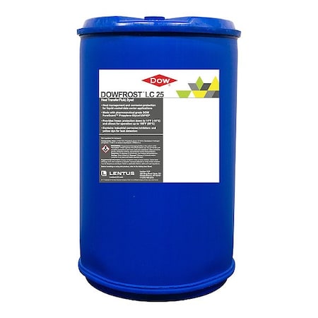 Dowfrost Heat Transfer Fluid, Yellow, Drum, 55 gal 9996002