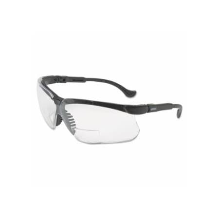 Uvex Genesis Readers Eyewear, Clear +2.0 Diopter Polycarb Hard Coat Lenses, Blk Frame, 10PK 763-S3762