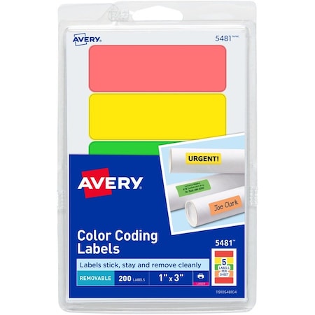Avery Removable Print/Write Color Coding, PK200 05481