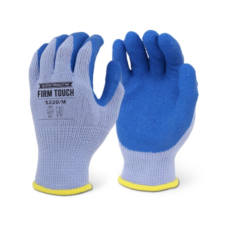 Firm Touch 10G Grey Thread Cotton/Polyster Knit Shell, Blue Latex Crinkle Coated 2XL, 12PK 5220 2XL
