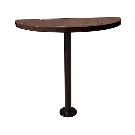Leisure Craft Perforated Semi-Circle Pedestal Table, Portable, 40"H, Brown STAB40-PERF-BROWN