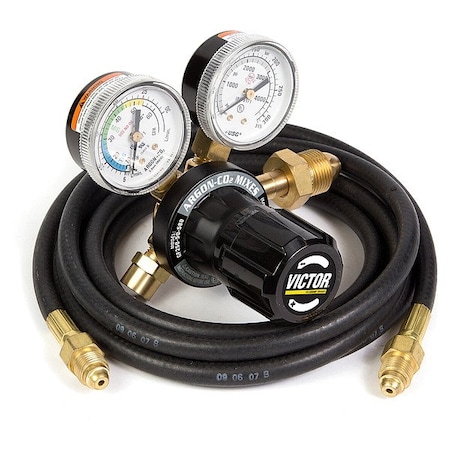 Victor Flow Gauge Regulator and Hose Kit, Argon, Carbon Dioxide, Single Stage, 5/8"-18 Outlet 0781-9412