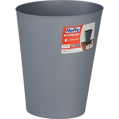 Hefty 2.3 Gal. Gun Metal Wastebasket HFT-672621-4