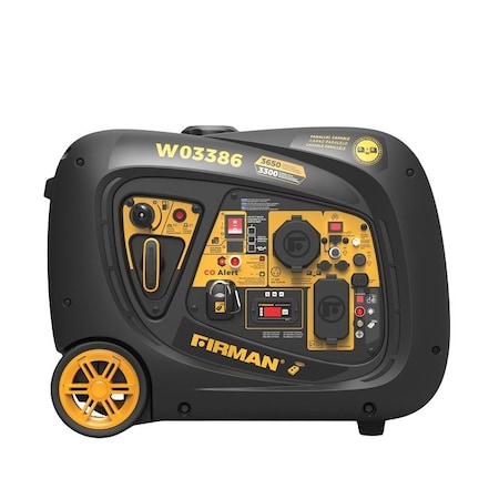 Firman Whisper Series Inverter Portable Generator with Co-Alert, 27.5 A, 120 V, 3650 w, Gasoline, 1.8 gal W03386