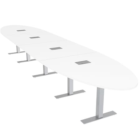 Skutchi Designs 16 Person Conference Table With Power Unit | 18' Oval Table | Harmony Series HAR-OVL-48X216-T-W960-ESIL