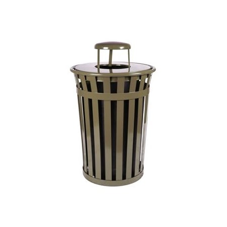 Witt Industries 36 gal Round Outdoor Can, Brown, Metal M3601-RC-BN