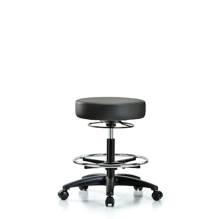 Blue Ridge Ergonomics Vinyl Stool, Med Bench, Foot Ring, Casters, Carbon BR-VMBSO-RG-CF-RC-8823