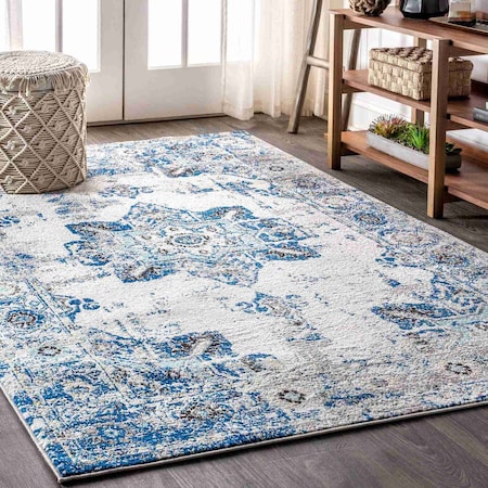 Jonathan Y Modern Persian Boho Vintage Medallion Ivory/Blue 3 ft. x 5 ft. Area Rug MDP201A-3