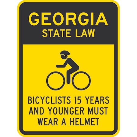 Lyle Bicyclists 15 Years And Younger Must Wear A Helmet (with Cyc, 18x24, Non-Reflective, Yellow G-11183-NA_18x24