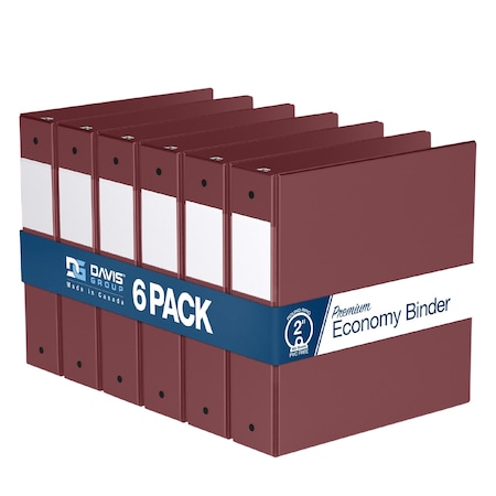 Davis Group Premium Economy, Round Ring, Binder, (Burgundy, 2"), PK6 2313-08-06