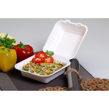 Ecolates 6 x 6 Clamshell Container, No Compartments, Molded Fiber, 500PK EL6X6CS500