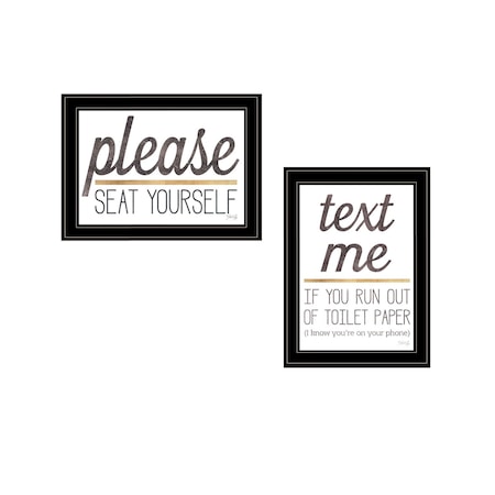 Homeroots Set Of Two Text Me If You Run Out of Toilet Paper While Seated Black Framed Print Wall Art, 2PK 408218