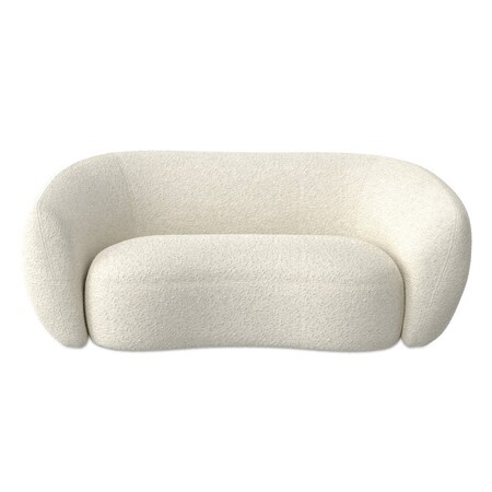 Homeroots 69" Cream Fabric Sofa With Walnut Legs 641001