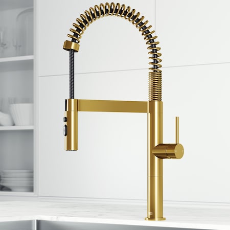 Vigo Edison Pro Single Handle Kitchen Faucet in Matte Brushed Gold VG02052MG