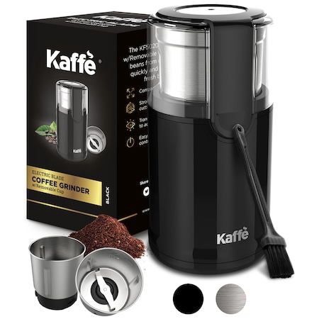 Kaffe KF2010 Electric Coffee Grinder with Cleaning Brush - White