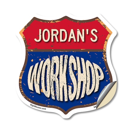 Signmission Jordan's Workshop, 12 Inch X 12 Inch, Vinyl Decal SHI-D-12-489-JORDAN