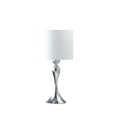 Homeroots 25" Silver Sleek Table Lamp With Off White Drum Shade 524252