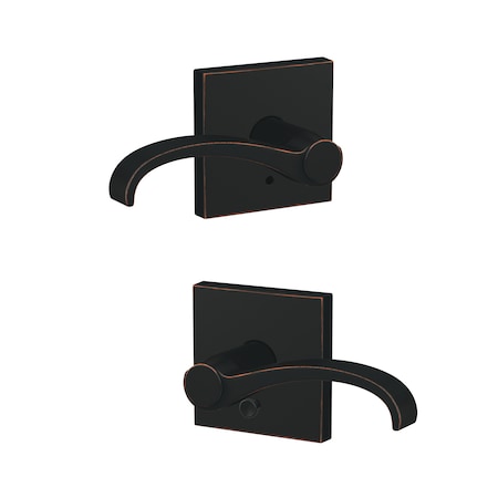 Schlage Residential Schlage Custom Whitney Lever with Collins Rose Passage and Privacy Lock with 16600 Latch and FC21WIT716COL