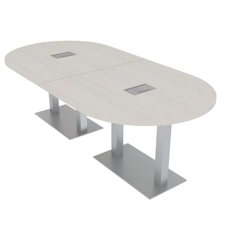 Skutchi Designs Racetrack Conference Table With Power, 48 in W, 96 in L, Ivory HAR-RAC-48X96-DOU-K458-ESIL
