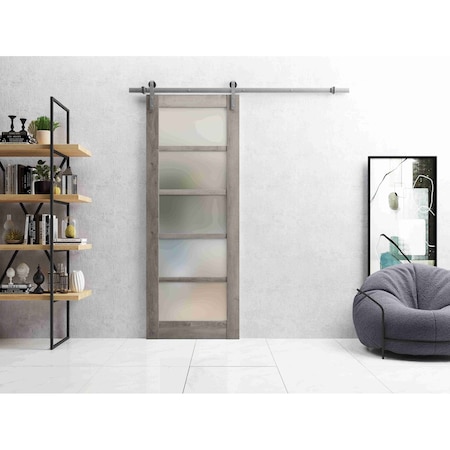 Sartodoors Sturdy Barn Door Grey 36x84 Solid Core Modern Interior QUADRO4002BD-S-NEB-3684