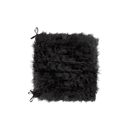 Homeroots Set of Two 16" X 2" Black Faux Fur Chair Pads 317274