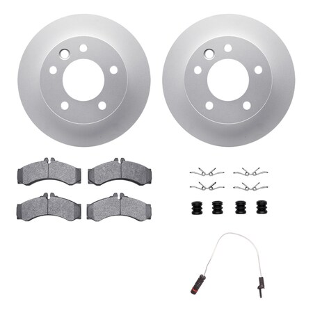 Dynamic Friction Co DFC GEOSPEC Coated Rotor- Heavy Duty Brake Pad includes Hardware and Sensor 4222-40009