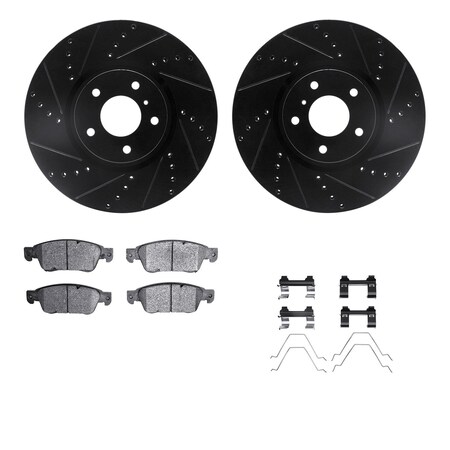 Dynamic Friction Co DFC Rotors-Drilled & Slotted-Black w/ EURO 5000 Ceramic Brake Pads Incl Hdw 8612-68004