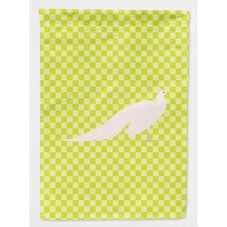 Carolines Treasures White Peacock Peafowl Green Flag Garden Size BB7752GF