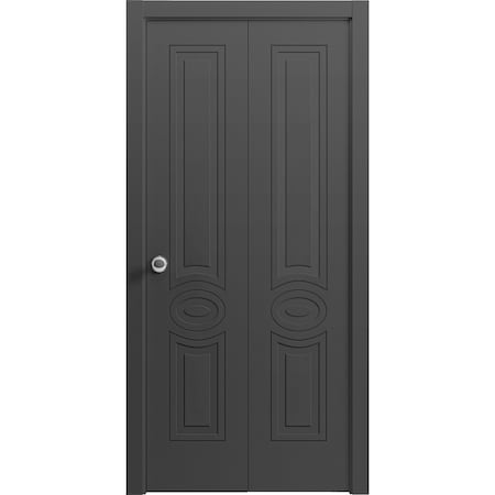 Vdomdoors Sliding Closet Bi-fold Doors 56 x 84 inches, Mela 7001 Painted Black, Sturdy Tracks Moldings Trims MELA7001BF-TCF-56 x 84 (2* 28x84)