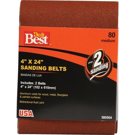Do It Best 4''x24'' 80 Grit Hvy Dty Sanding Belt, 2PK 380504GA