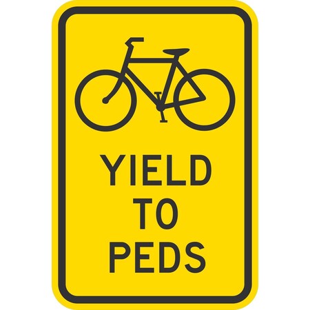 Lyle (Bike Sym) Yield To Peds, 12x18, Diamond Grade, Yellow G-2641-DG_12x18