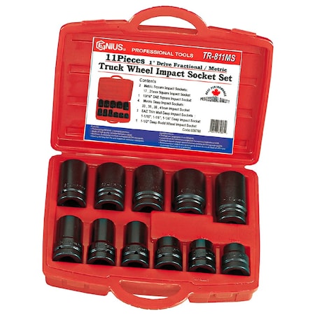 Genius Tools 11PC 1in Dr. Truck Wheel Impact Socket Set TR-811MS