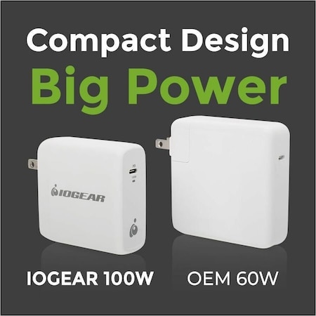 Iogear USB-C GaN 100W Charger GPAWC100W