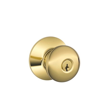 Schlage Plymouth Bright Brass Keyed Entry Door Knob 1 3/4 in. F51APLY605