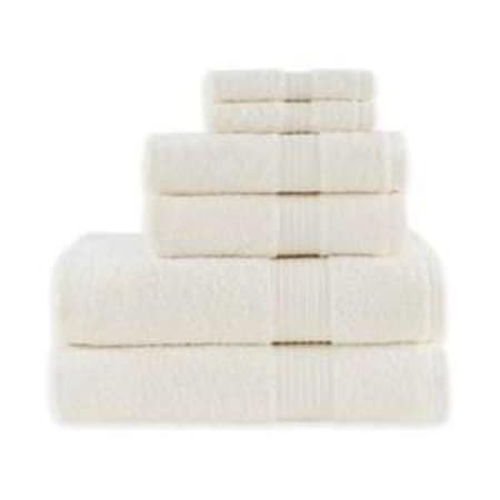 Madison Park Cotton Bath Towel Set, Ivory - 6 Piece MP73-5138