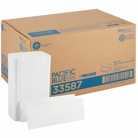 Georgia-Pacific Pacific Blue Ultra Multifold Paper Towels, 1 Ply, 220 Sheets, White, 10 PK 33587