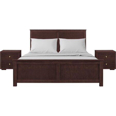 Homeroots Three Piece Oak Solid Wood Bedroom Set 523714