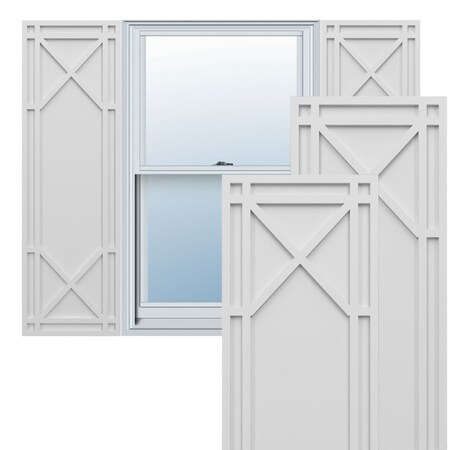 Ekena Millwork True Fit PVC Bungalow Fixed Mount Shutters, White, 15W x 67H, PR TFP001BG15X067WH