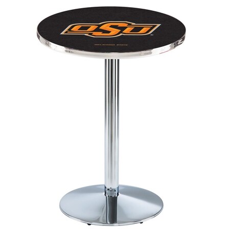 Holland Bar Stool Co 36" Chrome Oklahoma State Pub Table, 36" dia. Top L214C3636OKStUn