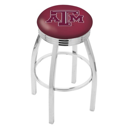 Holland Bar Stool Co 25" Chrome Texas A&M Swivel Bar Stool, Accent Ring L8C3C25TexA-M