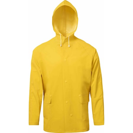 Ironwear 32" PVC/Polyester Rain Jacket with Attached Hood and Snap Storm Flap, Yellow, 2X-Large 9215-Y-2XL