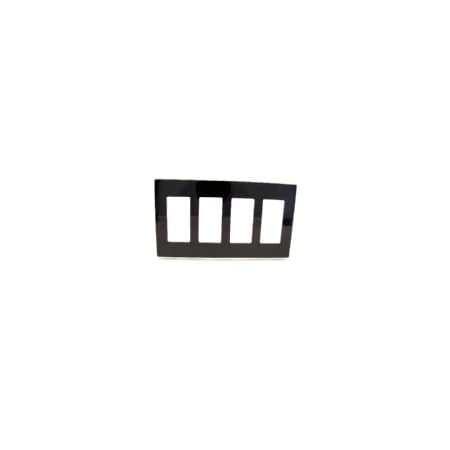 Leviton Decora Wallplate, Screwless, Standard Size, Gang 4, Black 80312-SE