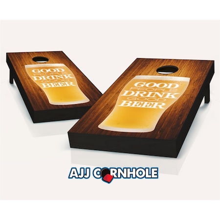 Mkf Collection By Mia K. Farrow AJJCornhole Good People Drink Good Beer Theme Cornhole Set with Bags - 8 x 24 x 48 in. AJ13155