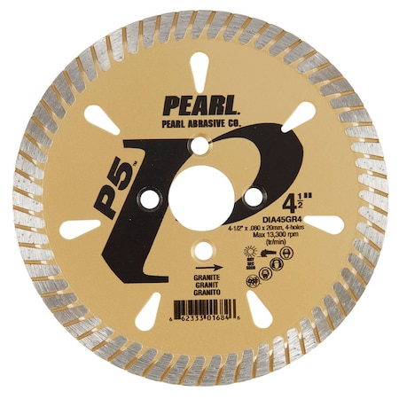 Pearl P5 GRT Granite Series Turbo Blade 4-1/2in 20mm 4 Hole DIA45GR4
