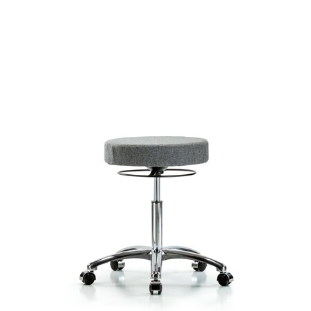 Blue Ridge Ergonomics Bench Stool, Med, Fabric, Chrome, Castrs, Gry BR-FMBSO-CR-NF-CC-F44