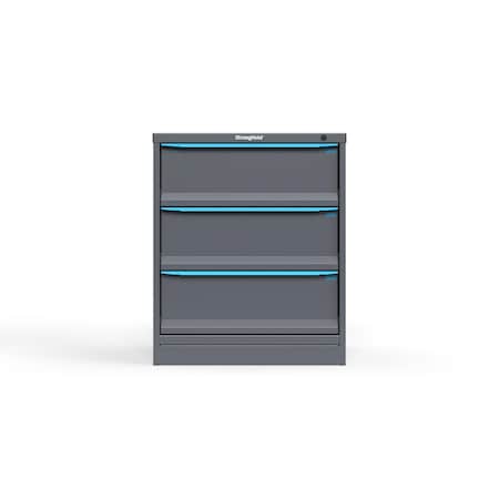 Strong Hold 3 drawer cabinet - (3x 9ft) - Blue accents - Keyed Alike S3036-PPAAS-0301FS
