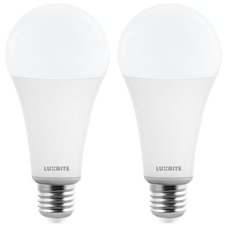 Luxrite A23 LED Light Bulb, 33 Watt, E26 Base Bulb, 4000 Lumens, Dimmable, 5000K Bright White, 2PK LR21459